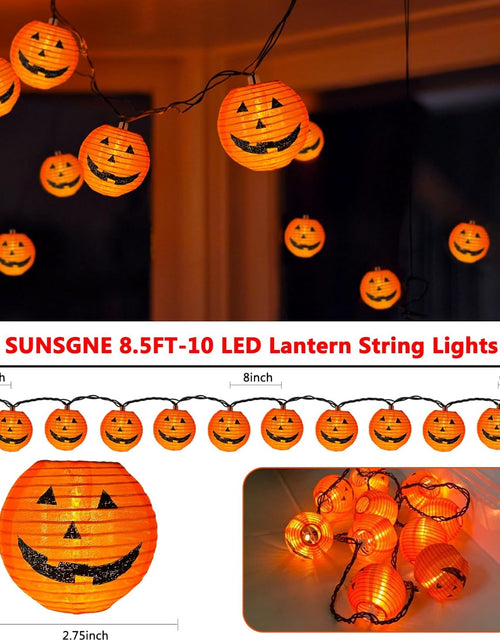 Load image into Gallery viewer, Halloween Pumpkin Lantern String Lights, 8.5Ft Orange Pumpkin String Lights with 10 Nylon Jack Smiling Face Lanterns, Halloween Lantern Lights for Indoor Outdoor Halloween Party Decor
