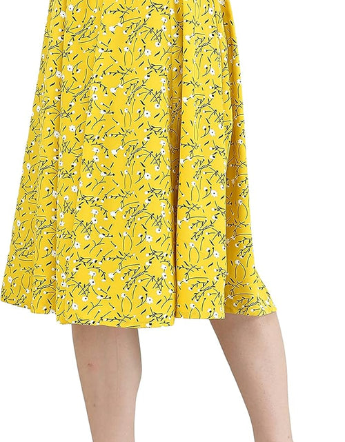 Load image into Gallery viewer, Women&#39;S Casual High Elastic Waist Floral Print Pleated Skirt Midi Skirt
