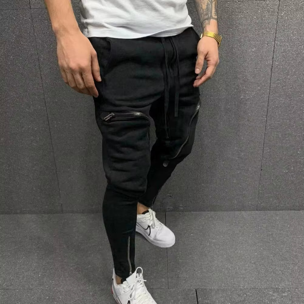 Pantalones Cargo Para Hombre, Pantalón Informal Con Cordón, Múltiples Cremalleras, Bolsillos, Estilo Hip Hop, Harem, Ropa De Calle