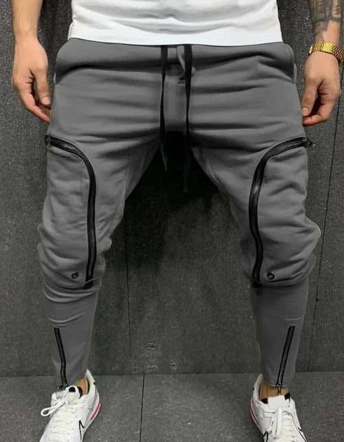 Load image into Gallery viewer, Pantalones Cargo Para Hombre, Pantalón Informal Con Cordón, Múltiples Cremalleras, Bolsillos, Estilo Hip Hop, Harem, Ropa De Calle
