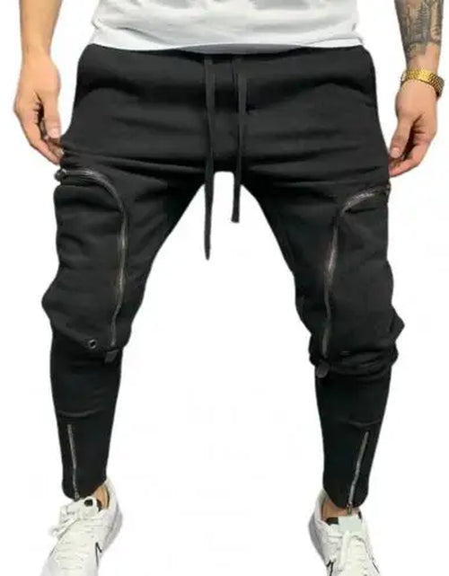 Load image into Gallery viewer, Pantalones Cargo Para Hombre, Pantalón Informal Con Cordón, Múltiples Cremalleras, Bolsillos, Estilo Hip Hop, Harem, Ropa De Calle
