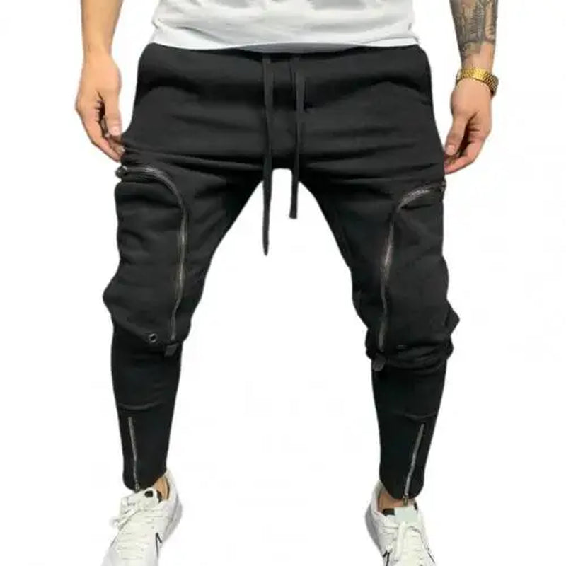 Pantalones Cargo Para Hombre, Pantalón Informal Con Cordón, Múltiples Cremalleras, Bolsillos, Estilo Hip Hop, Harem, Ropa De Calle