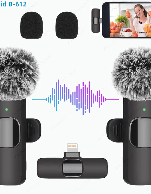 Load image into Gallery viewer, New Wireless Lavalier Microphone Portable Audio Video Recording Mini Microphone for Iphone Android PC Camera Live Gaming Phone
