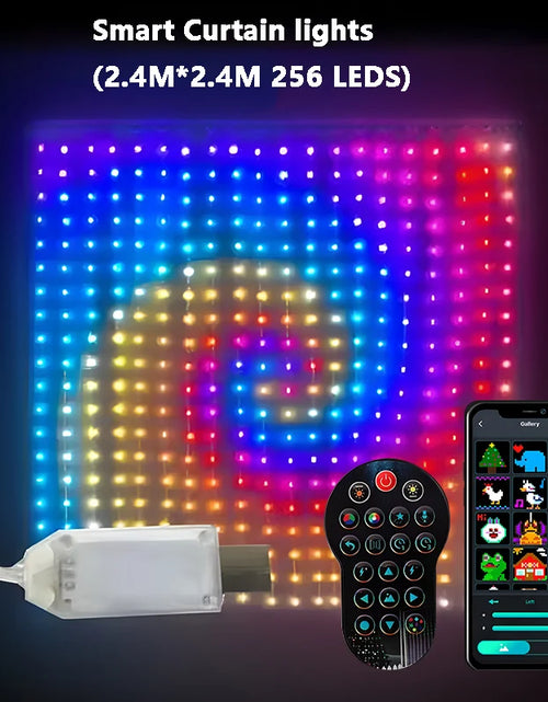 Load image into Gallery viewer, Smart Curtain Lights Bluetooth App LED String RGB Fairy Lights DIY Picture Music Change Display Christmas Halloween Decoration
