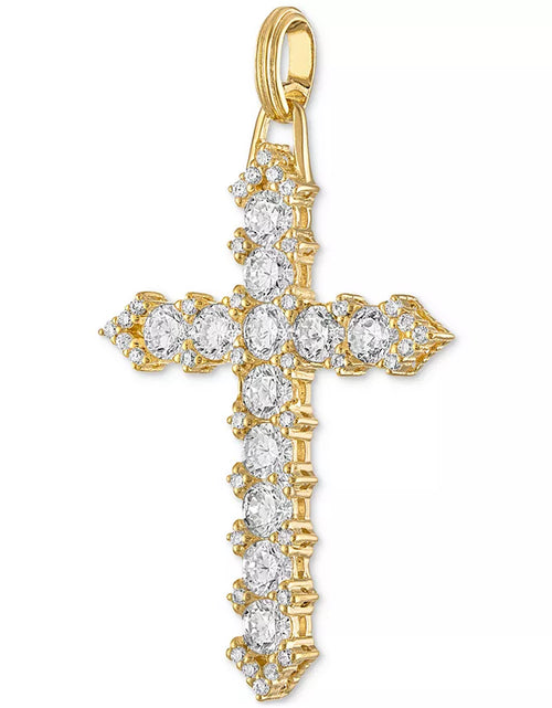 Load image into Gallery viewer, Cubic Zirconia Cross Pendant in 14K Gold-Plated Sterling Silver, Created for Macy&#39;S
