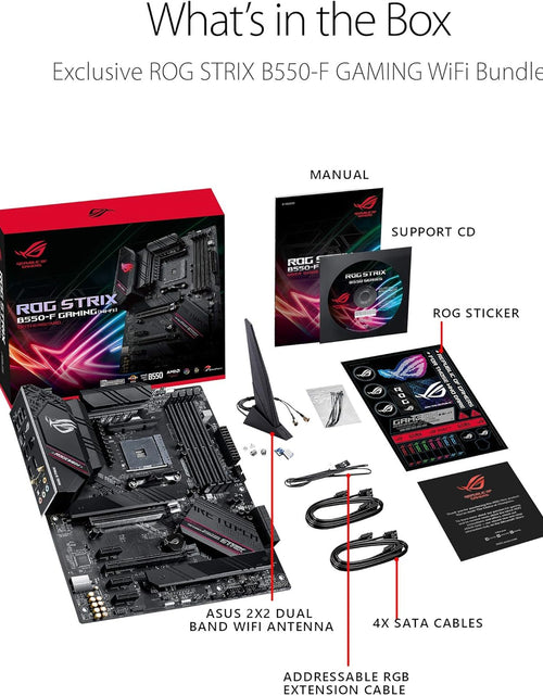 Load image into Gallery viewer, ROG Strix B550-F Gaming (Wifi 6) AMD AM4 Zen 3 Ryzen 5000 &amp; 3Rd Gen Ryzen ATX Gaming Motherboard (Pcie 4.0, 2.5Gb LAN, BIOS Flashback, HDMI 2.1, Addressable Gen 2 RGB Header and Aura Sync)
