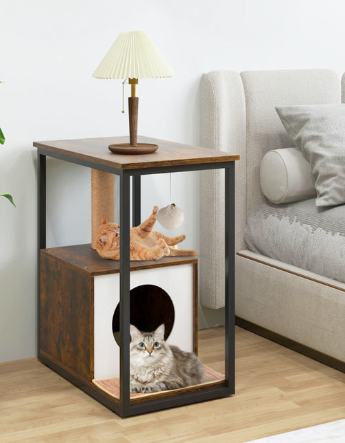 Load image into Gallery viewer, Cat Furniture End Table Cat House with Scratching Post
