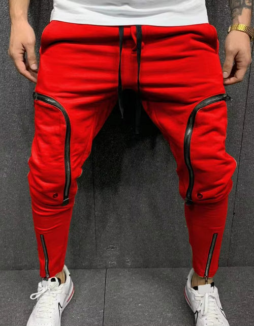 Load image into Gallery viewer, Pantalones Cargo Para Hombre, Pantalón Informal Con Cordón, Múltiples Cremalleras, Bolsillos, Estilo Hip Hop, Harem, Ropa De Calle
