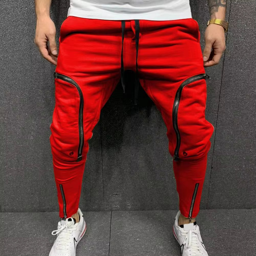 Pantalones Cargo Para Hombre, Pantalón Informal Con Cordón, Múltiples Cremalleras, Bolsillos, Estilo Hip Hop, Harem, Ropa De Calle