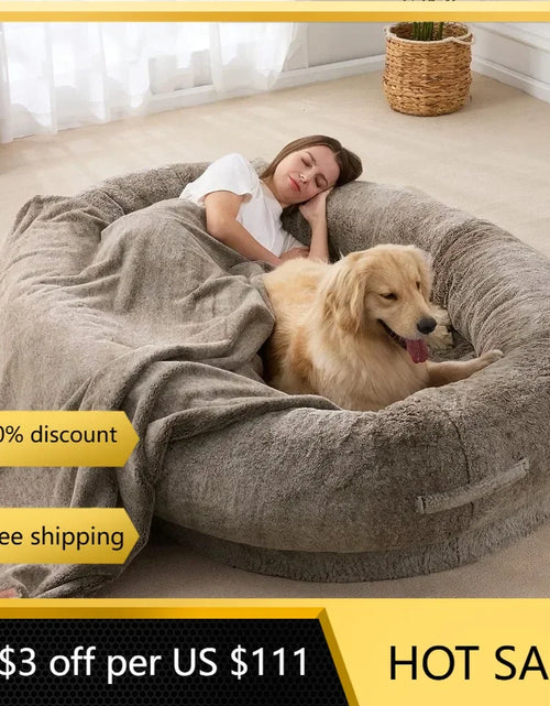 Load image into Gallery viewer, Large Human Dog Bed Bean Bag Bed for Giant Beanbag Dog Bed with , Families, Pets,72&quot;X48&quot;X10&quot; (Brown)Freight Free
