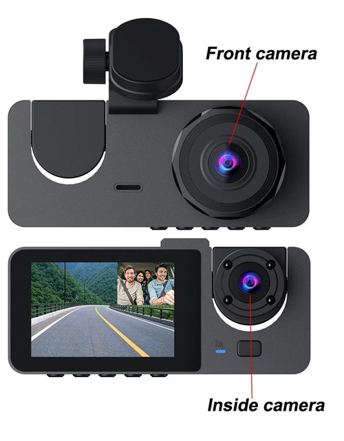 Load image into Gallery viewer, Dash Cam for Car, 1080P 3 Channel Front &amp; Rear inside Dash Camera, Super Night Vision, Parking Monitor, Loop Recording, with 32GB SD Card
