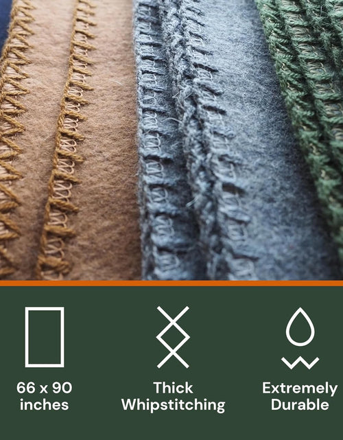 Load image into Gallery viewer, Woolly Mammoth Woolen Co. | Extra Large Merino Wool Camp Blanket | Perfect Outdoor Gear | Bedroll for Bushcraft, Camping, Trekking, Hiking, Survival, or Throw Blanket at the Cabin (Tan)
