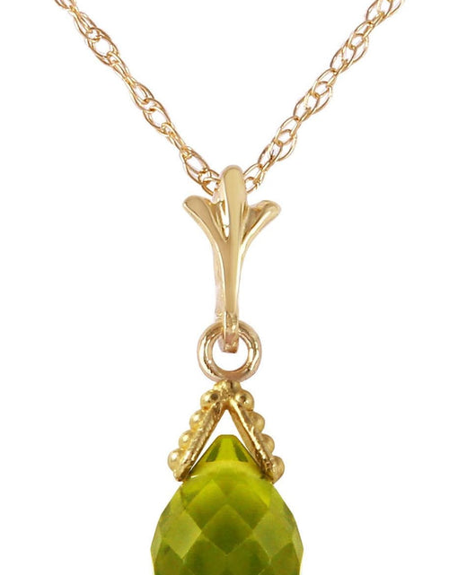 Load image into Gallery viewer, 14K Solid Gold Jewelry Set: Natural Briolette 7 Carat Total Peridot Pendant Necklace and Dangle Earrings
