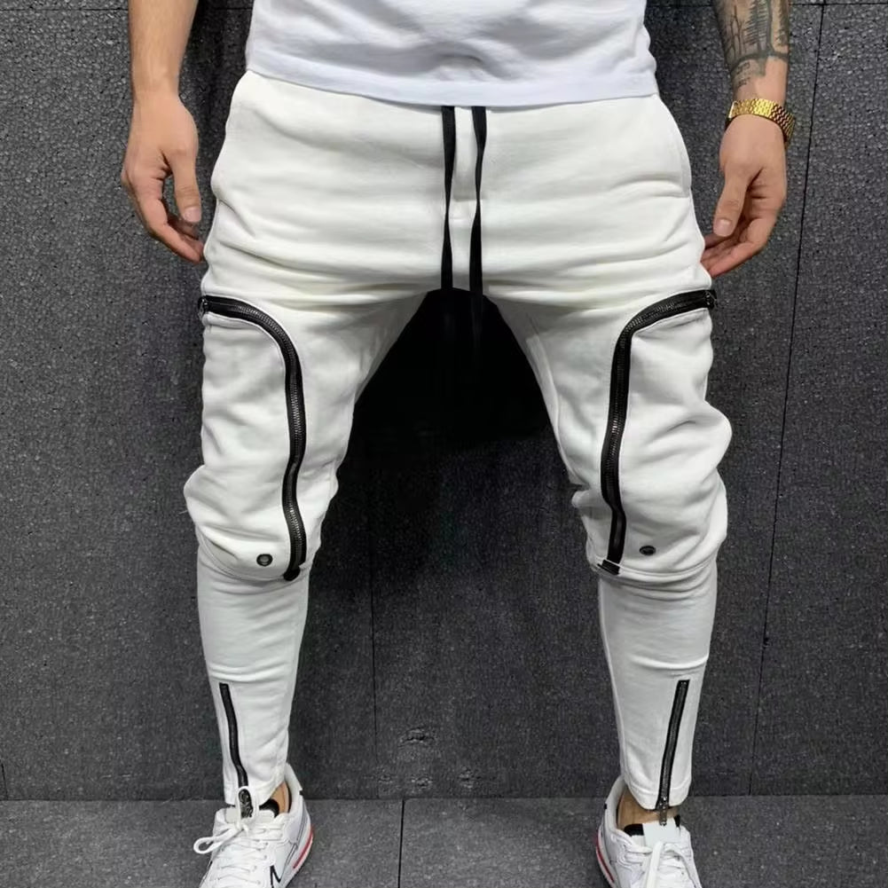 Pantalones Cargo Para Hombre, Pantalón Informal Con Cordón, Múltiples Cremalleras, Bolsillos, Estilo Hip Hop, Harem, Ropa De Calle