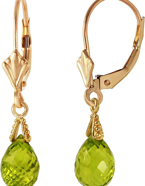 Load image into Gallery viewer, 14K Solid Gold Jewelry Set: Natural Briolette 7 Carat Total Peridot Pendant Necklace and Dangle Earrings
