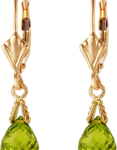 Load image into Gallery viewer, 14K Solid Gold Jewelry Set: Natural Briolette 7 Carat Total Peridot Pendant Necklace and Dangle Earrings
