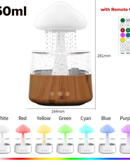 Load image into Gallery viewer, Mushroom Cloud Rain Humidifier Relaxing Raindrop Aromatherapy Machine Ultrasonic Atomization Humidification Colorful Night Light
