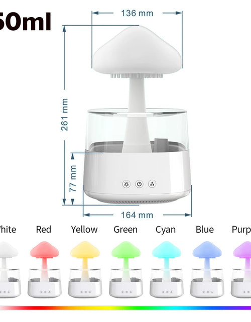 Load image into Gallery viewer, Mushroom Cloud Rain Humidifier Relaxing Raindrop Aromatherapy Machine Ultrasonic Atomization Humidification Colorful Night Light
