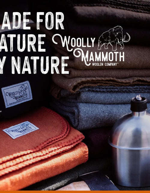 Load image into Gallery viewer, Woolly Mammoth Woolen Co. | Extra Large Merino Wool Camp Blanket | Perfect Outdoor Gear | Bedroll for Bushcraft, Camping, Trekking, Hiking, Survival, or Throw Blanket at the Cabin (Tan)
