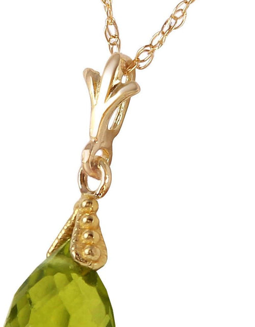 Load image into Gallery viewer, 14K Solid Gold Jewelry Set: Natural Briolette 7 Carat Total Peridot Pendant Necklace and Dangle Earrings
