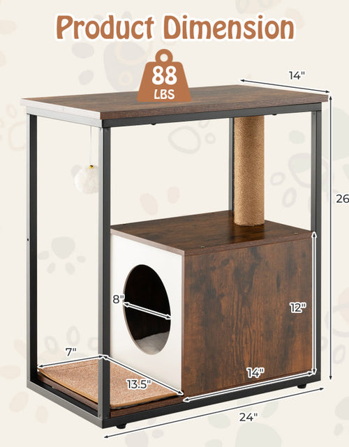 Load image into Gallery viewer, Cat Furniture End Table Cat House with Scratching Post
