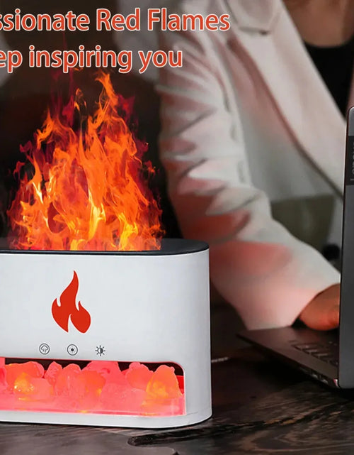 Load image into Gallery viewer, New Fireplace Humidifier Crystal Salt Rock Fire Lamp 7 Color Flame Volcano Air Humidifier Esstial Oil Diffuser For
