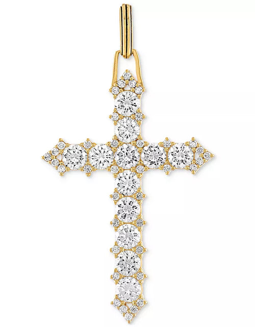 Load image into Gallery viewer, Cubic Zirconia Cross Pendant in 14K Gold-Plated Sterling Silver, Created for Macy&#39;S
