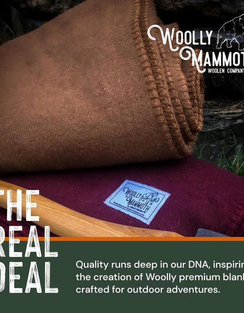 Load image into Gallery viewer, Woolly Mammoth Woolen Co. | Extra Large Merino Wool Camp Blanket | Perfect Outdoor Gear | Bedroll for Bushcraft, Camping, Trekking, Hiking, Survival, or Throw Blanket at the Cabin (Tan)
