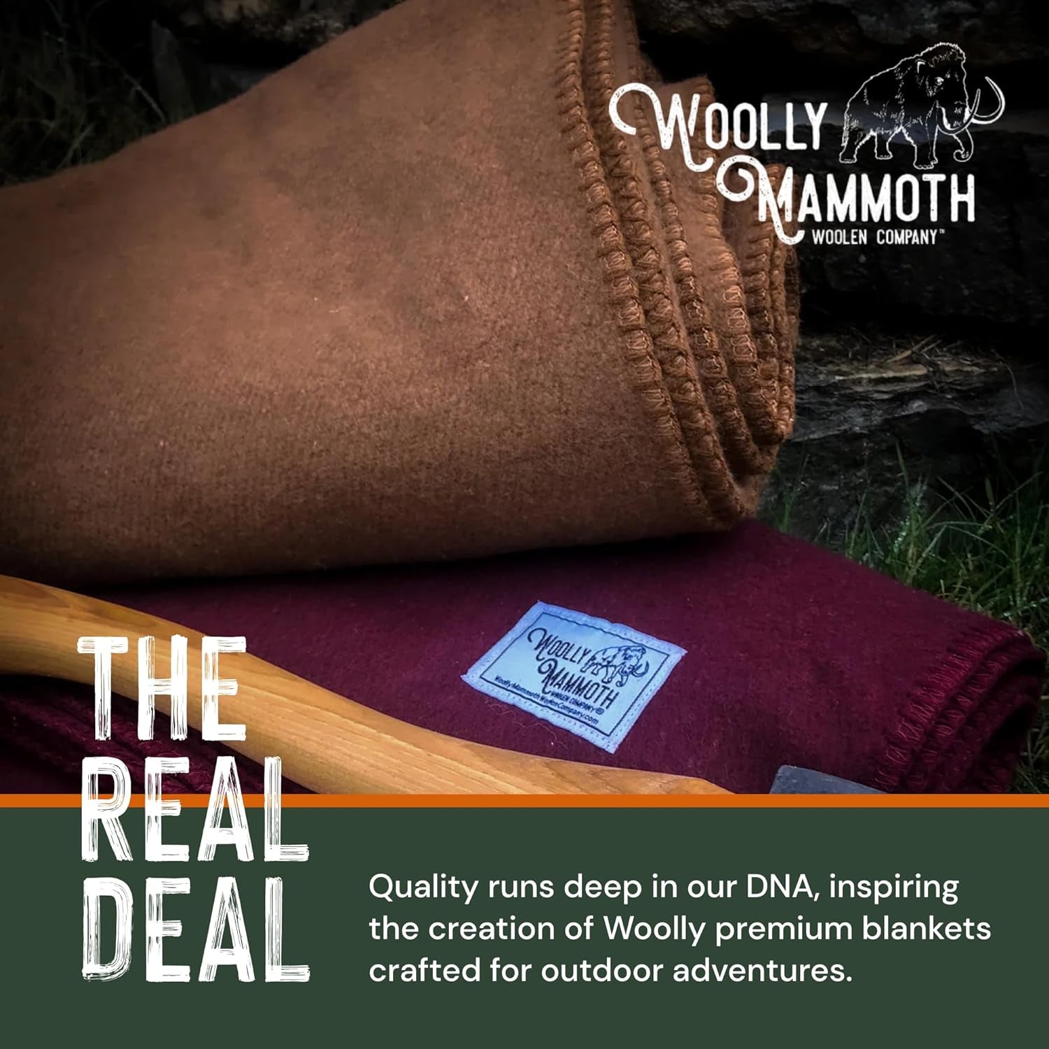 Woolly Mammoth Woolen Co. | Extra Large Merino Wool Camp Blanket | Perfect Outdoor Gear | Bedroll for Bushcraft, Camping, Trekking, Hiking, Survival, or Throw Blanket at the Cabin (Tan)