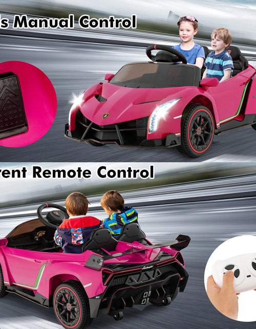 Load image into Gallery viewer, 2 Seater Kids Ride on Car, 12V 4WD Licensed Lamborghini Veneno Powered Electric Vehicle with Hydraulic Doors, Rocking Mode, Adjustable Speeds, Remote Control, MP3, Headlight
