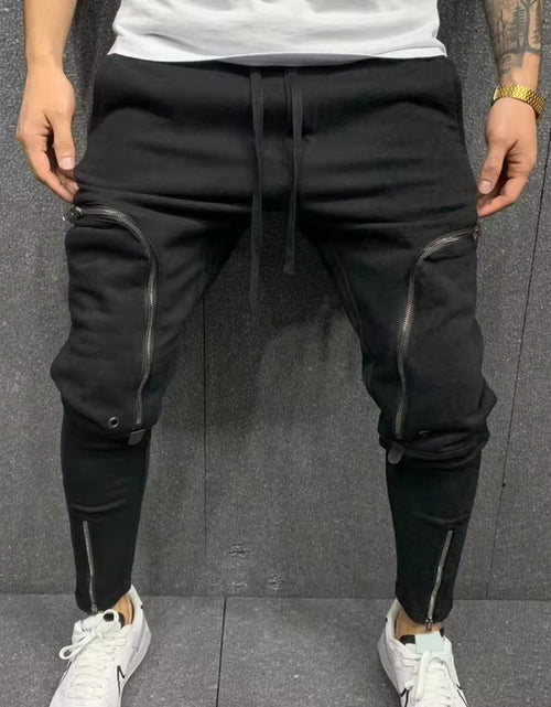 Load image into Gallery viewer, Pantalones Cargo Para Hombre, Pantalón Informal Con Cordón, Múltiples Cremalleras, Bolsillos, Estilo Hip Hop, Harem, Ropa De Calle
