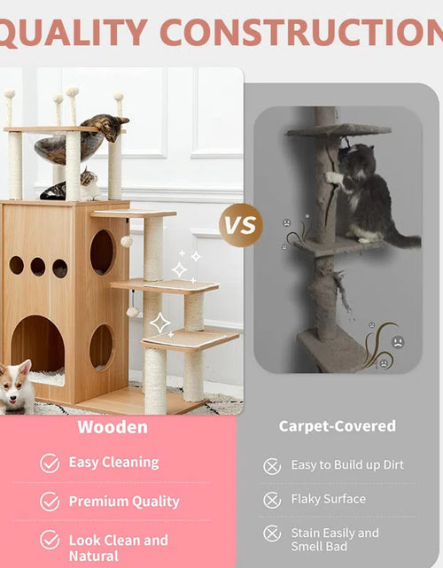 Load image into Gallery viewer, Tavion 51.2&quot; Wood Cat Trees,Cat Tower,Cat Trees for Large Cats
