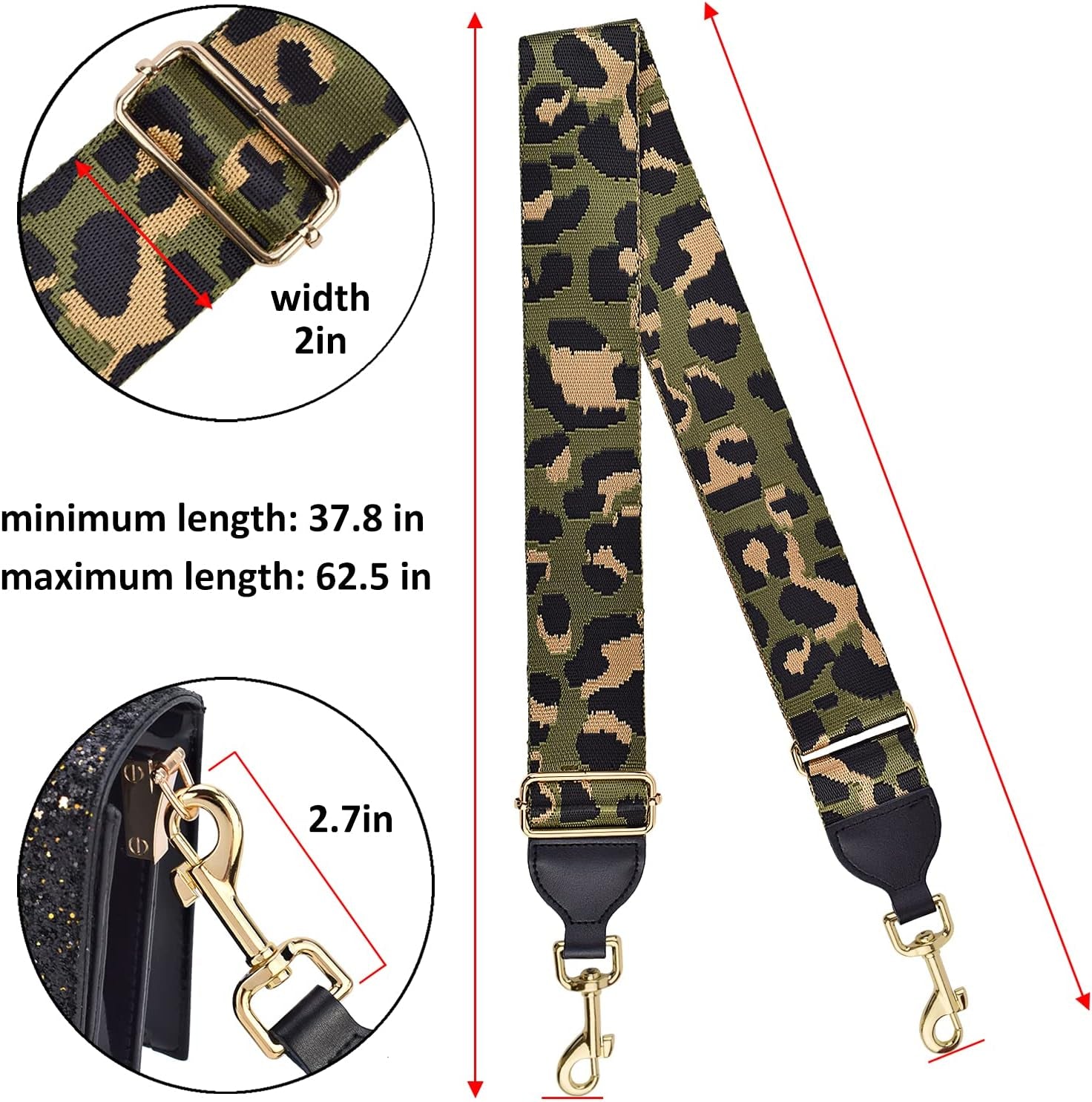 Handbag Strap Replacement Crossbody Strap Purse Strap for Women Girls(Camouflage Green)